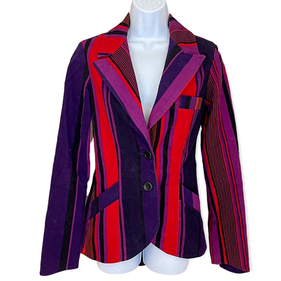 Zara Jackets & Blazers - Zara multicolored striped velvet blazer